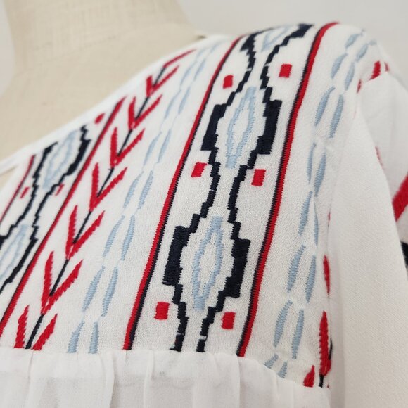 NWT Ariat Freedom Tunic Embroidered Boho Western Blouse Long Sleeve White - Picture 4 of 11